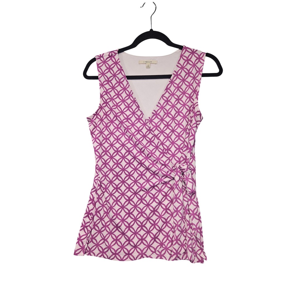 41 Hawthorn Women's Purple Pink Geo Faux Wrap Sleeveless Top Size S SFU7K013